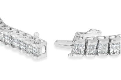14K White Gold 5.00 Cttw Invisible Set Princess-Cut Diamond Belt and Buckle Tennis 7" Bracelet (H-I Color, SI1-SI2 Clarity) WEM Support (www.WEM.support)