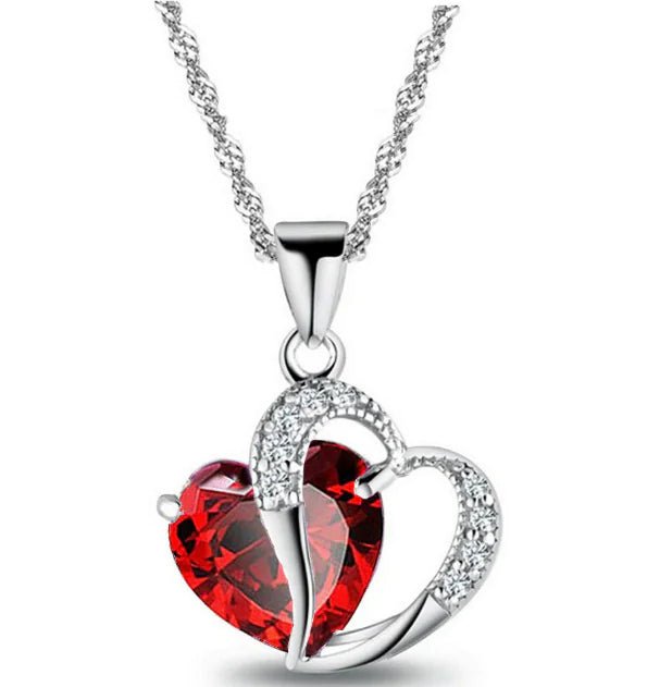 Heart Shaped Zircon Crystal Necklace Clavicle Chain - Catch Cards