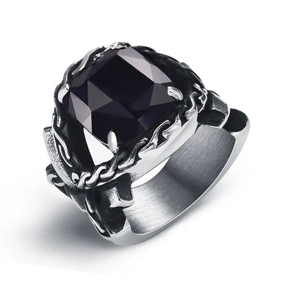 Punk Titanium Steel Valknut Signet Ring WEM Support (www.WEM.support)