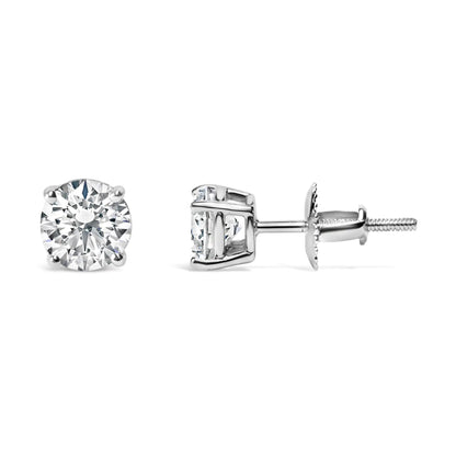 14K Gold 1.0 Carat Round Brilliant Cut Lab Grown White Diamond 4-Prong Classic Solitaire Stud Earrings WEM Support (www.WEM.support)