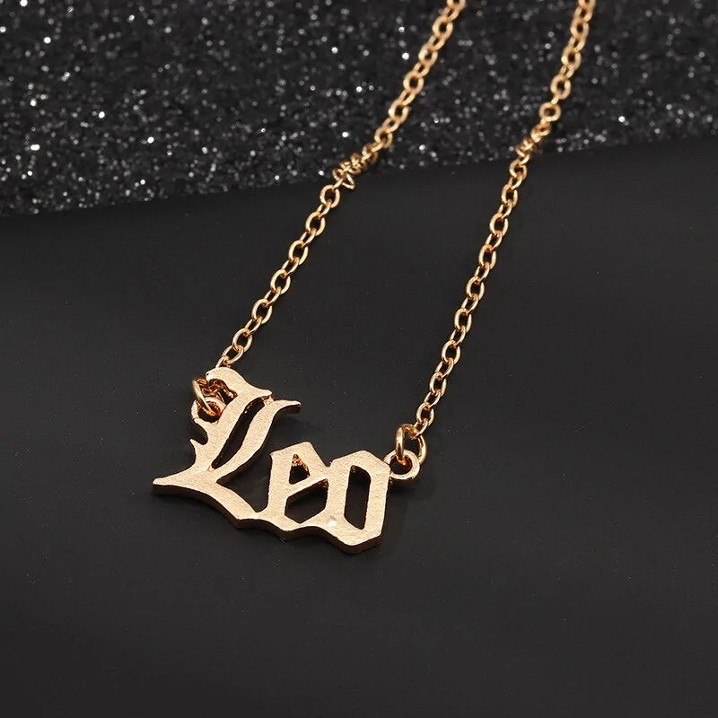 Retro Zodiac English Letter Alphabet Necklaces WEM Support (www.WEM.support)