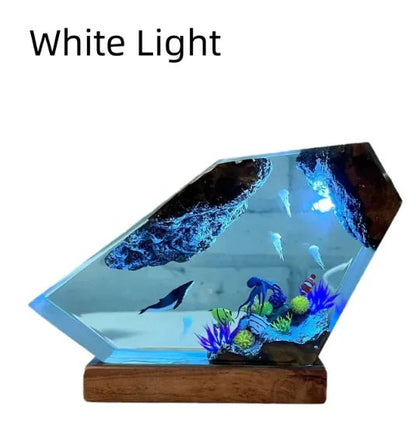 Humpback Whale And Jellyfish Resin Night Light - Catch Cards