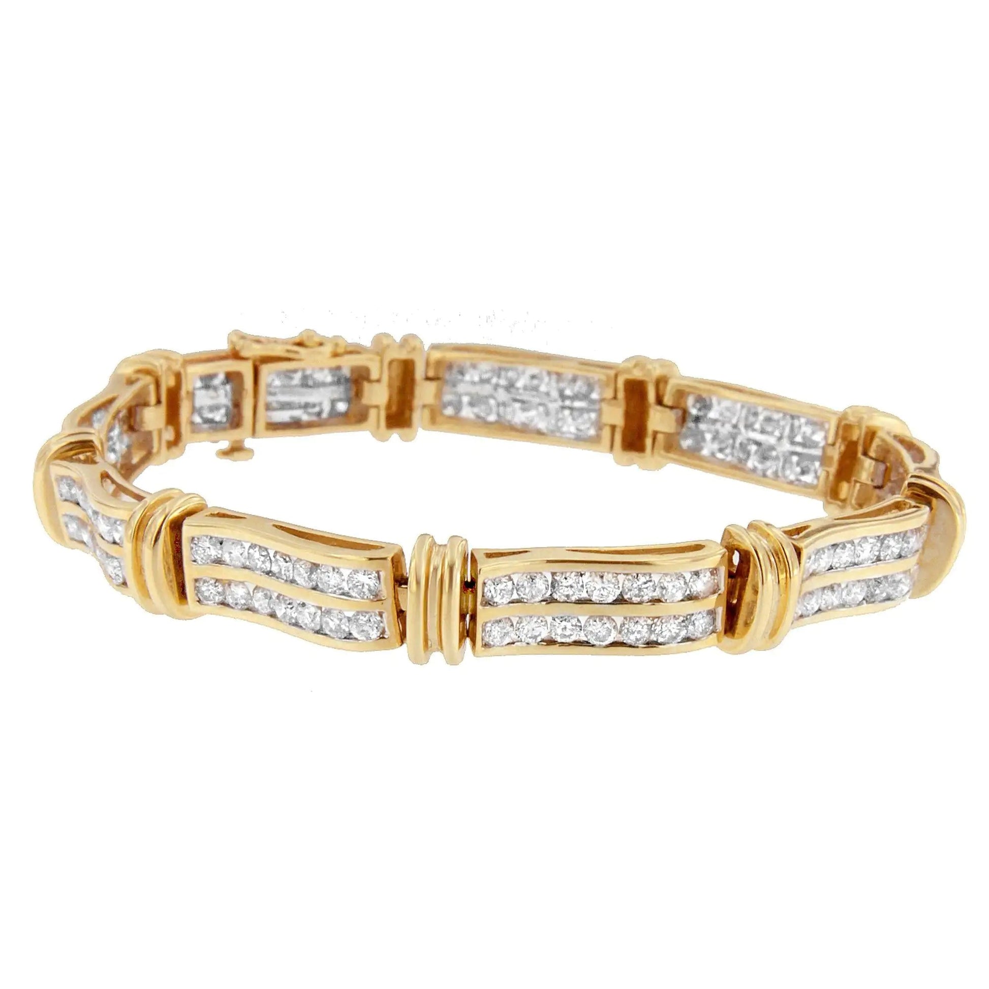 14K Yellow Gold Round-Cut Diamond Bracelet (5.35 cttw, H-I Color, I1-I2 Clarity) WEM Support (www.WEM.support)