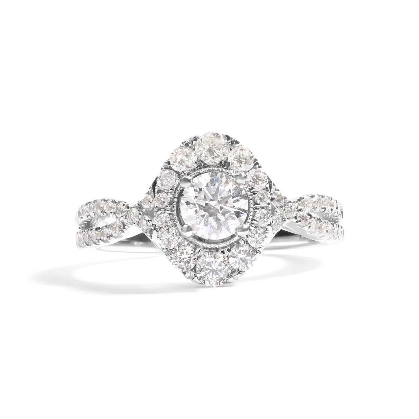 14k White Gold GIA Certified 1 1/5 Cttw Diamond Oval Halo Shaped Engagement Ring (G-H Color, SI1-SI2 Clarity) - Ring Size 7 WEM Support (www.WEM.support)