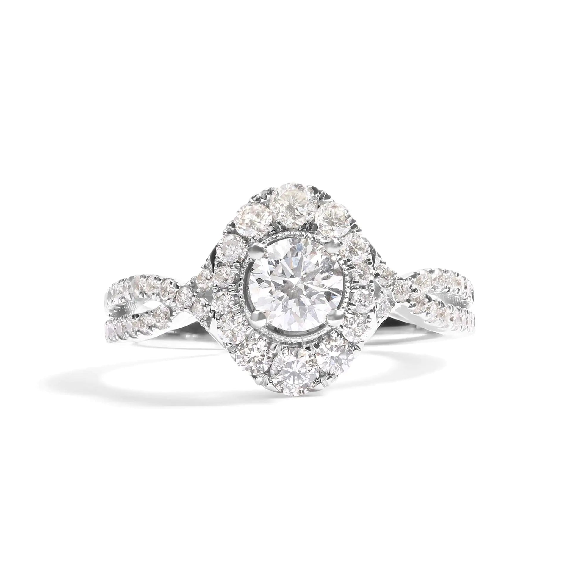 14k White Gold GIA Certified 1 1/5 Cttw Diamond Oval Halo Shaped Engagement Ring (G-H Color, SI1-SI2 Clarity) - Ring Size 7 WEM Support (www.WEM.support)