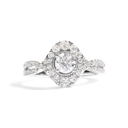 14k White Gold GIA Certified 1 1/5 Cttw Diamond Oval Halo Shaped Engagement Ring (G-H Color, SI1-SI2 Clarity) - Ring Size 7 WEM Support (www.WEM.support)