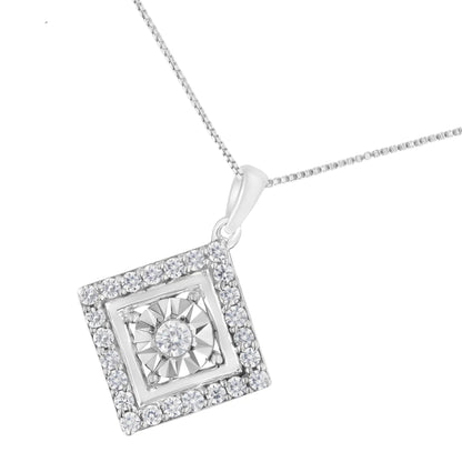 Collier Pendentif Carré en Or Blanc 10KT avec 1/2 Carat de Diamants (Couleur I-J, Clarté I2-I3) WEM Support (www.WEM.support)