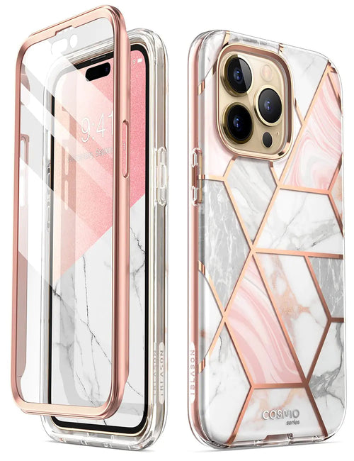 i-Blason Cosmo Series for iPhone 14 Pro Max Phone Case 6.7 inch (2022), Slim Full-Body Stylish Protective Case with Built-in Screen Protector (Marble) HejK.com Marketplace LLC