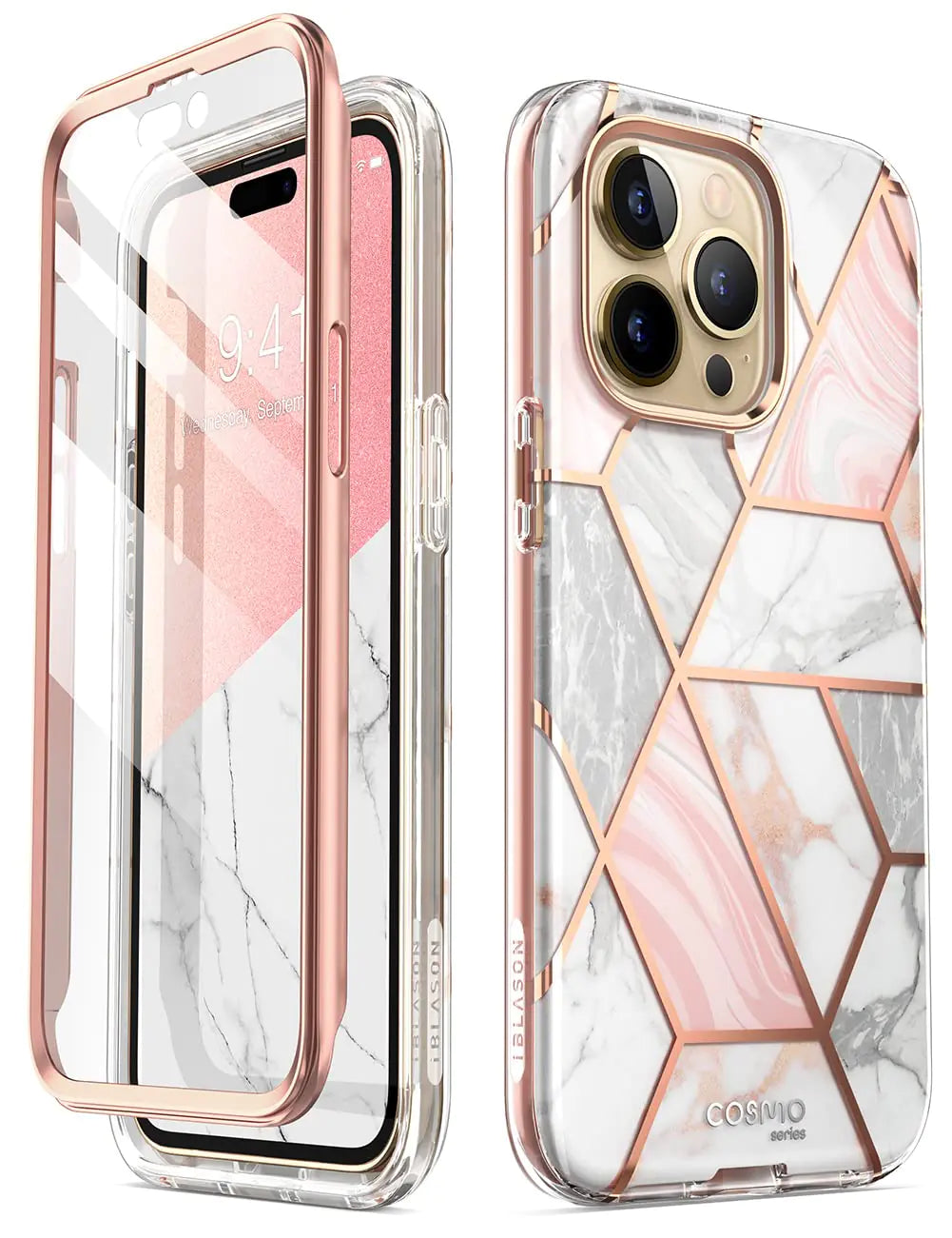 i-Blason Cosmo Series for iPhone 14 Pro Max Phone Case 6.7 inch (2022), Slim Full-Body Stylish Protective Case with Built-in Screen Protector (Marble) HejK.com Marketplace LLC