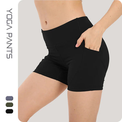 High Waist Tight Sports Shorts Women's Fitness Net Red Yoga Pants HejK.com
