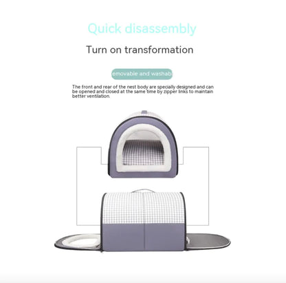 Winter Thickened Semi-Enclosed Pet Bed WEM Support (www.WEM.support)