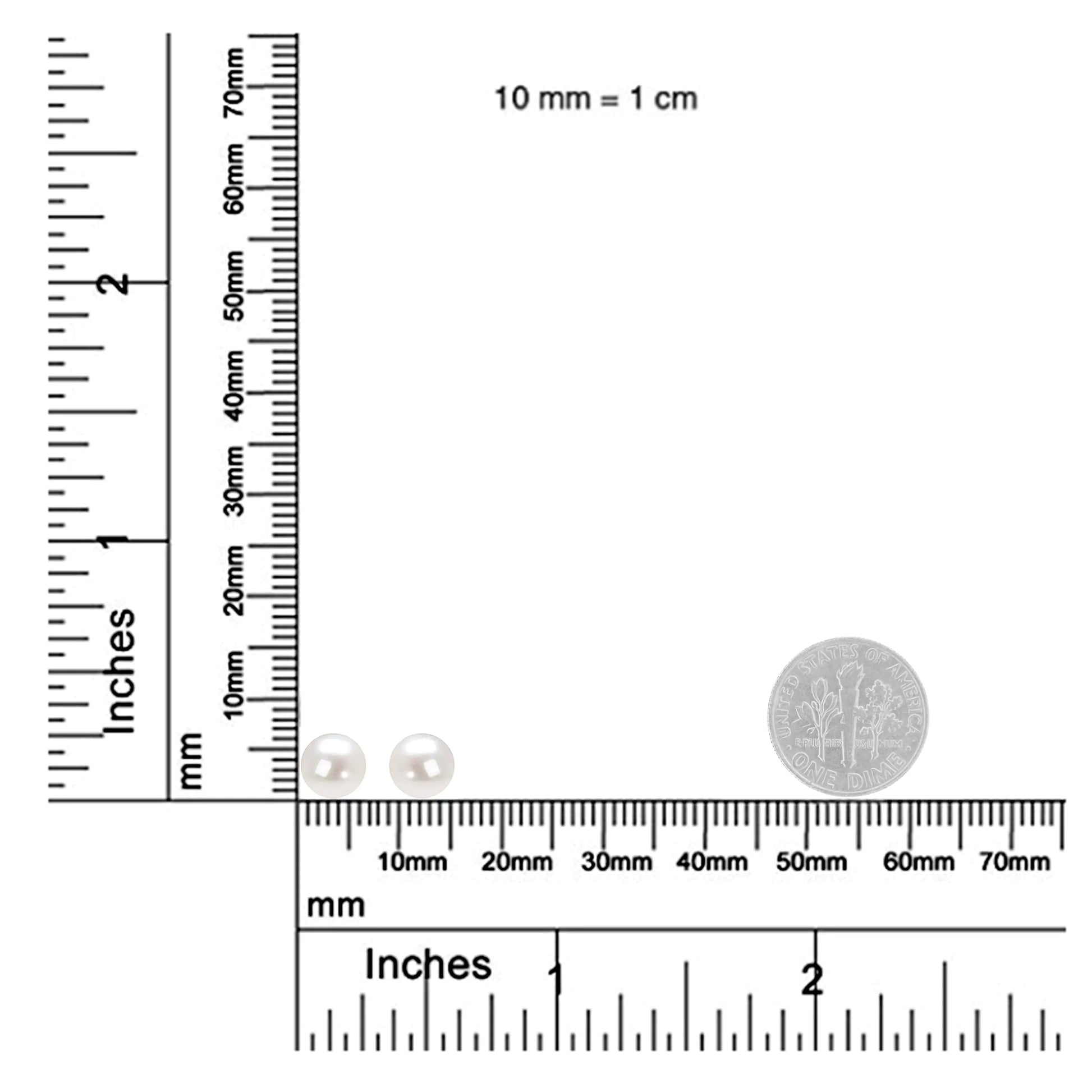 14K Gold Round White Saltwater Akoya Cultured Pearl Stud Earrings AAA+ Quality - Choice of MM Size WEM Support (www.WEM.support)