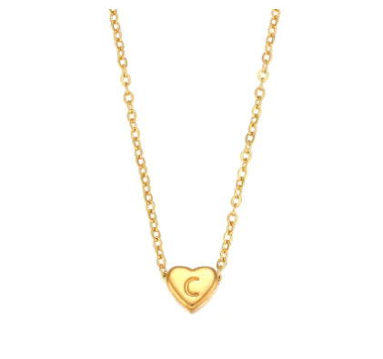 Heart Charm Gold Necklet - Initial Love HejK.com Marketplace LLC