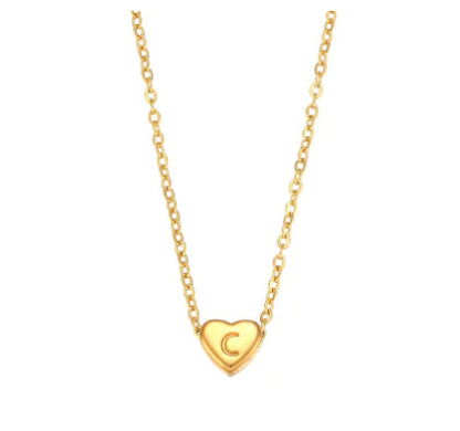 Heart Charm Gold Necklet - Initial Love HejK.com Marketplace LLC