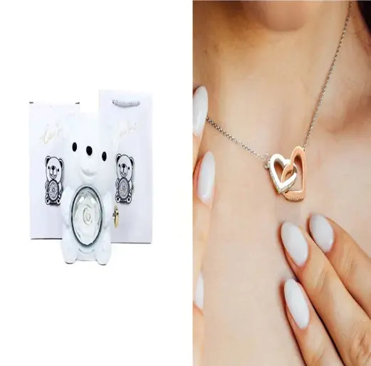 Rose Teddy Bear with Ring and Necklace WEM Support (www.WEM.support)