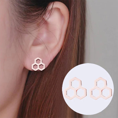 Triple Honeycomb Stud Earrings WEM Support (www.WEM.support)