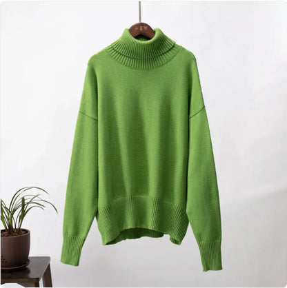 Women's Solid Color Turtleneck Sweater WEM Support (www.WEM.support)