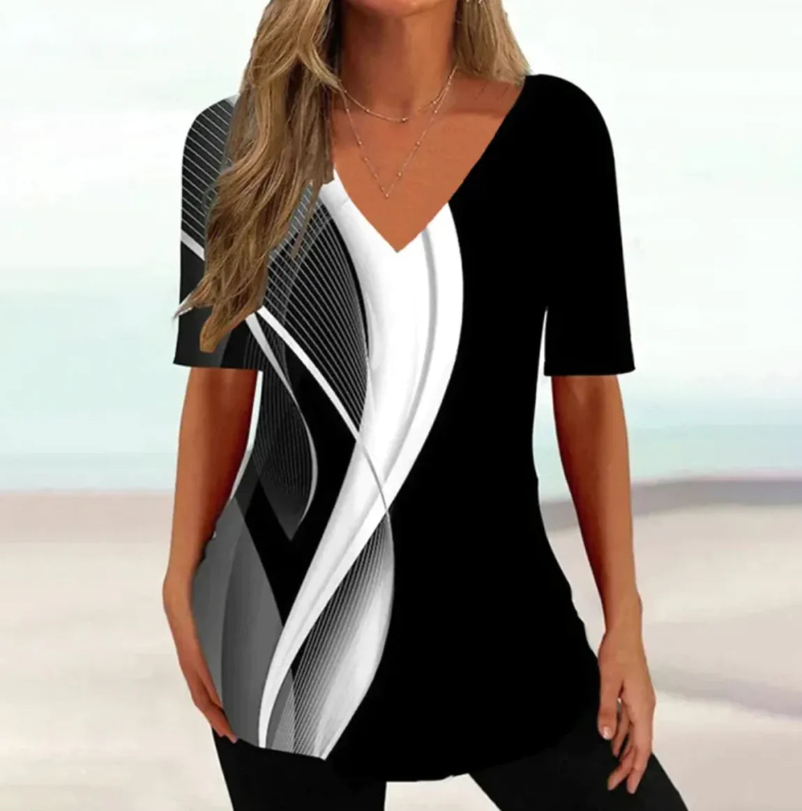 Women's Summer V-Neck Casual Top WEM Support (www.WEM.support)