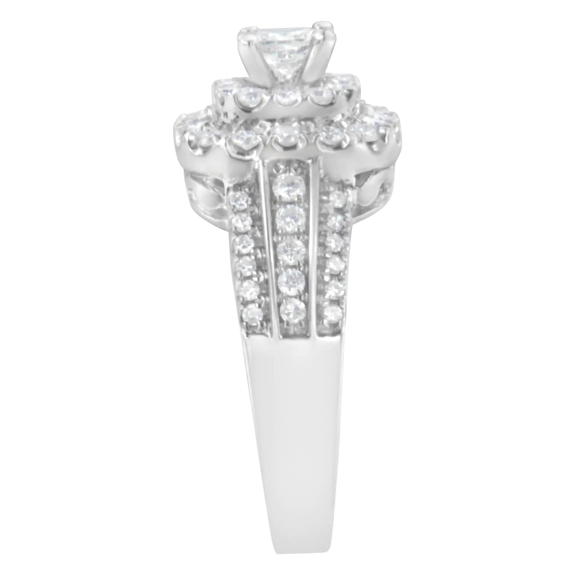 14KT White Gold Diamond Cluster Ring (1 cttw, H-I Color, I1-I2 Clarity) WEM Support (www.WEM.support)
