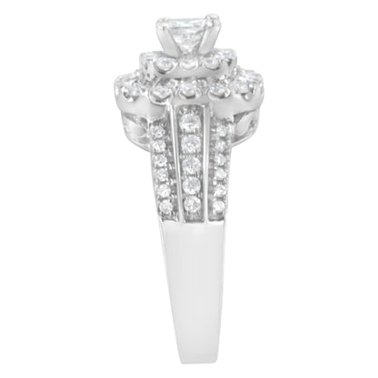 14KT White Gold Diamond Cluster Ring (1 cttw, H-I Color, I1-I2 Clarity) WEM Support (www.WEM.support)
