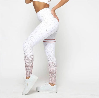 High Waisted Glittered Workout Leggings WEM Support (www.WEM.support)