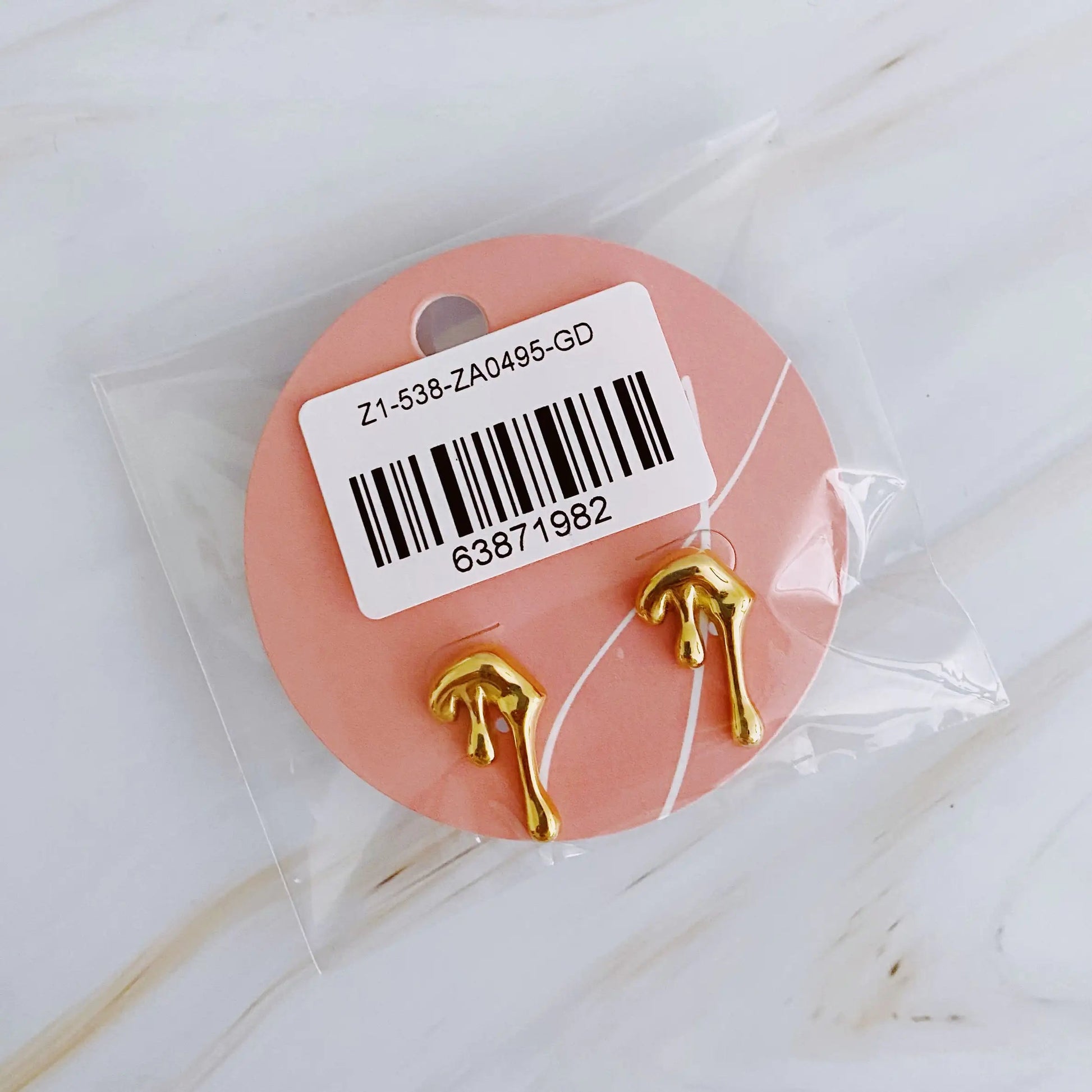 Draping Gold Molten Stud Earrings WEM Support (www.WEM.support)