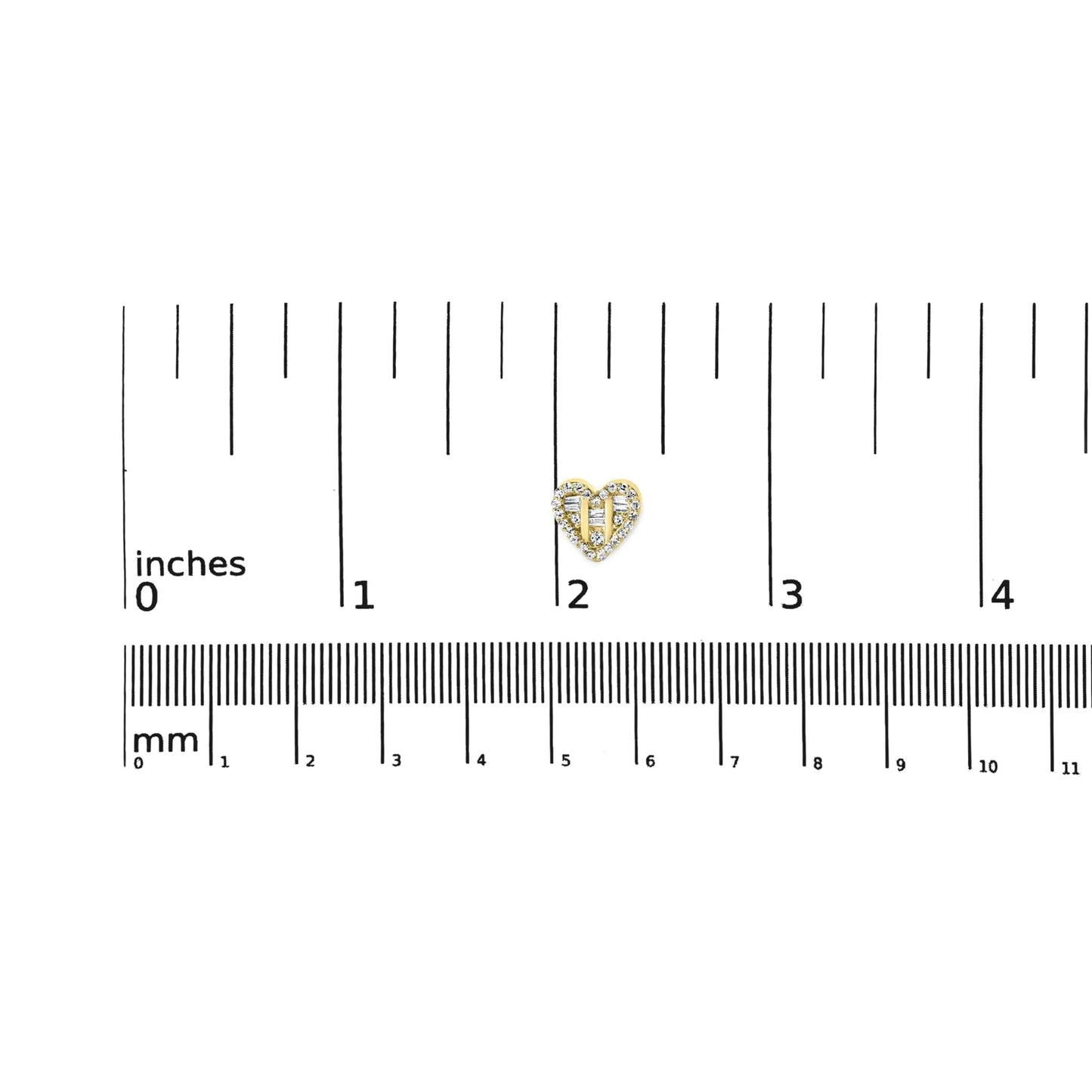 .925 Sterling Silver 1/2 Cttw Round and Baguette Diamond Composite Heart Shaped Stud Earring (I-J Color, SI2-I1 Clarity) WEM Support (www.WEM.support)