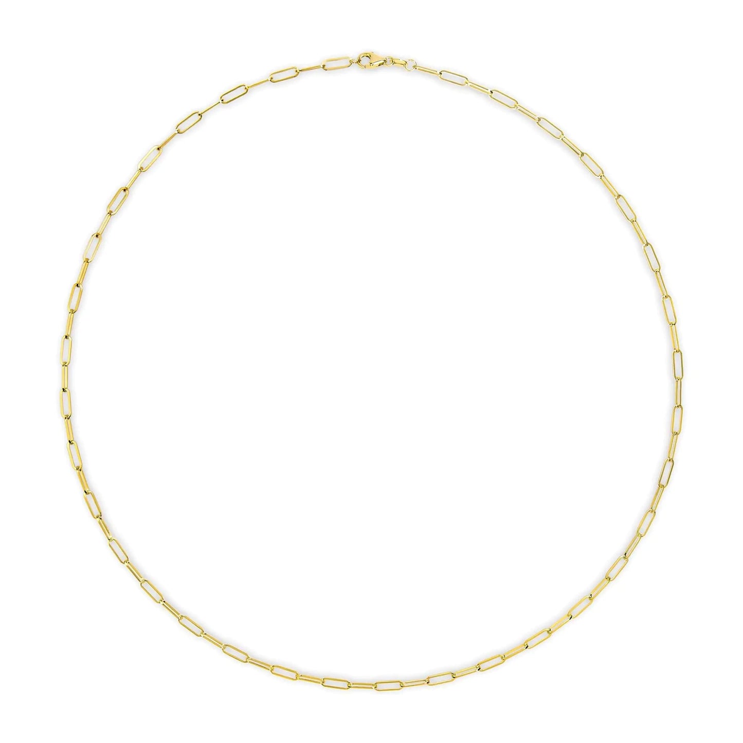Unisex Solid 14K Gold 2.5mm Paperclip Chain Necklace WEM Support (www.WEM.support)