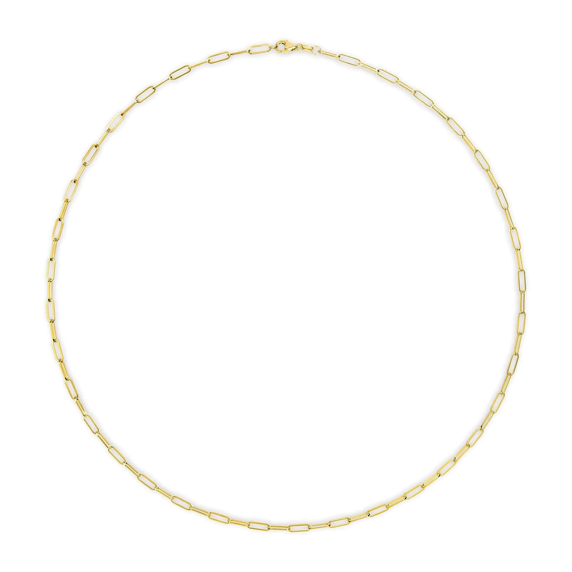 Unisex Solid 14K Gold 2.5mm Paperclip Chain Necklace WEM Support (www.WEM.support)