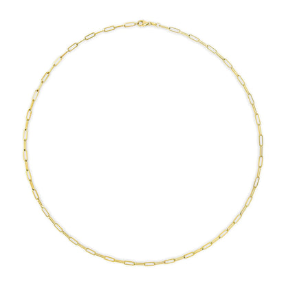 Unisex Solid 14K Gold 2.5mm Paperclip Chain Necklace WEM Support (www.WEM.support)