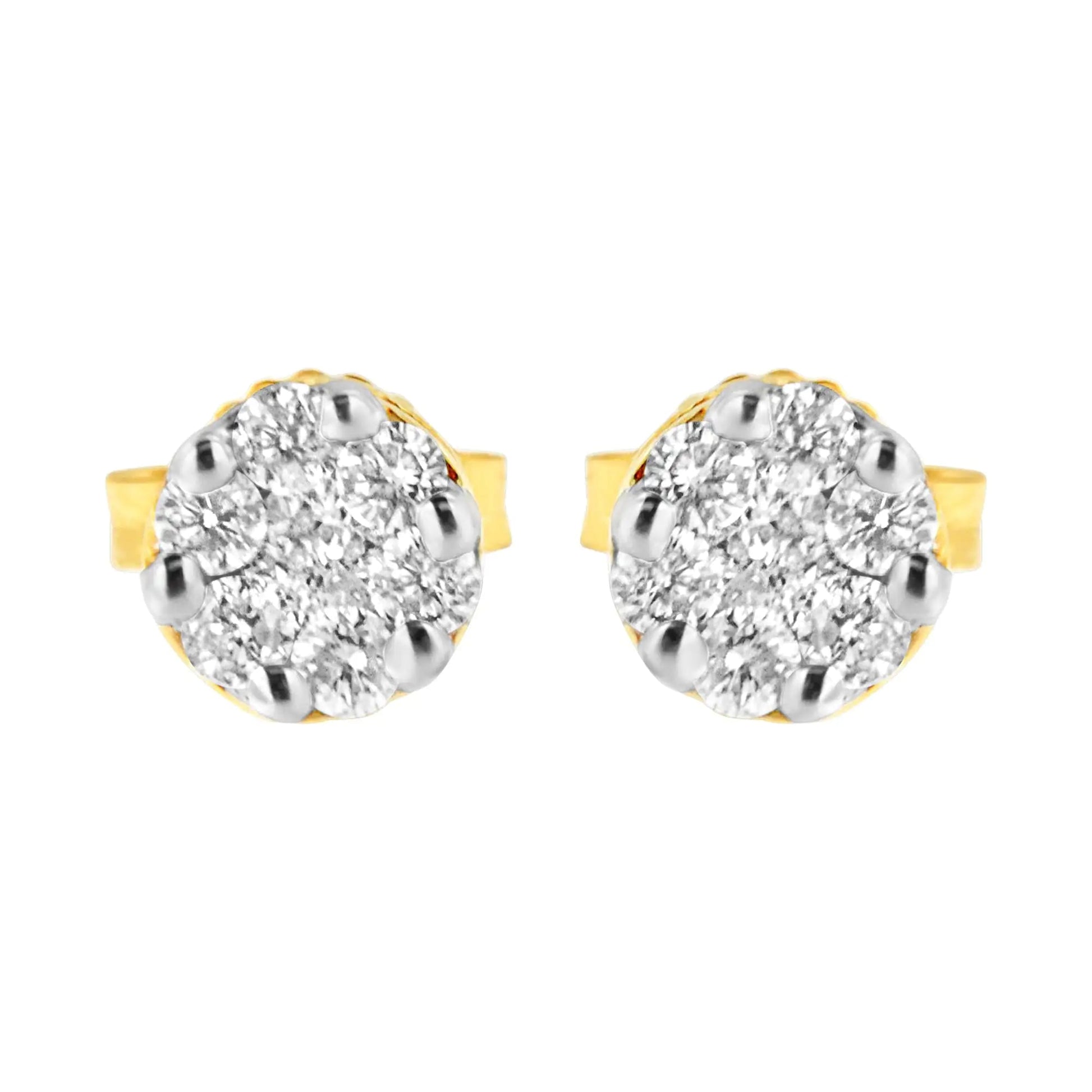 14K Yellow Gold 1/2 cttw Round Cut Diamond Earrings (H-I, SI2-I1) WEM Support (www.WEM.support)