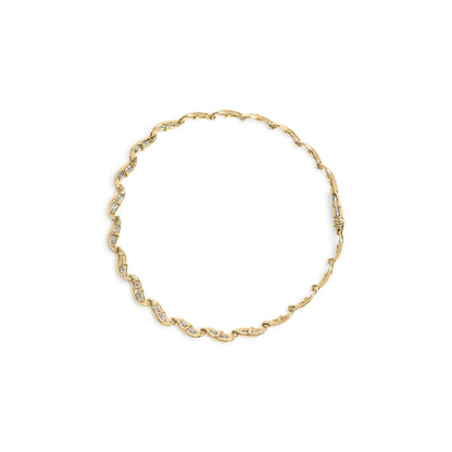 10k Yellow Gold 1.00 Cttw Baguette-Cut Diamond Spiral Link 7.50" Bracelet (I-J Color, I1-I2 Clarity) WEM Support (www.WEM.support)