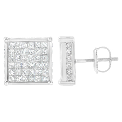 10K White Gold 2ct TDW Princess-Cut Composite Diamond Stud Earring (I-J ,I2-I3) WEM Support (www.WEM.support)