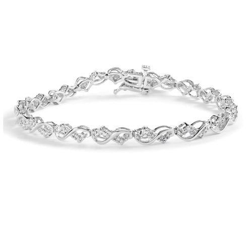 10k White Gold 1/2 Cttw Diamond Infinity Weave Link Bracelet (I-J Color, SI2-I1 Clarity) - 7" WEM Support (www.WEM.support)