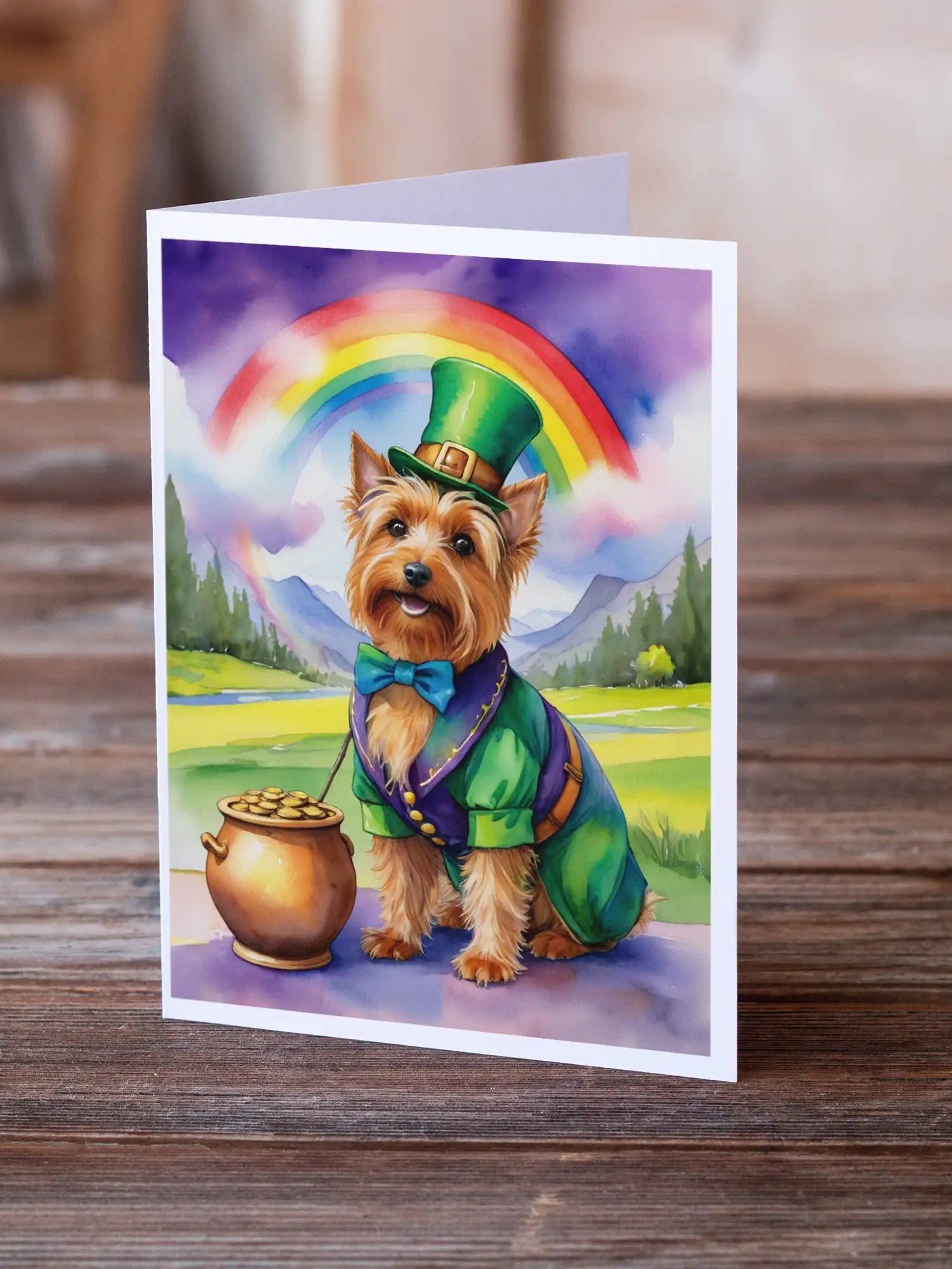 Australian Terrier St Patrick's Day Greeting Cards Pack of 8 WEM Support (www.WEM.support)