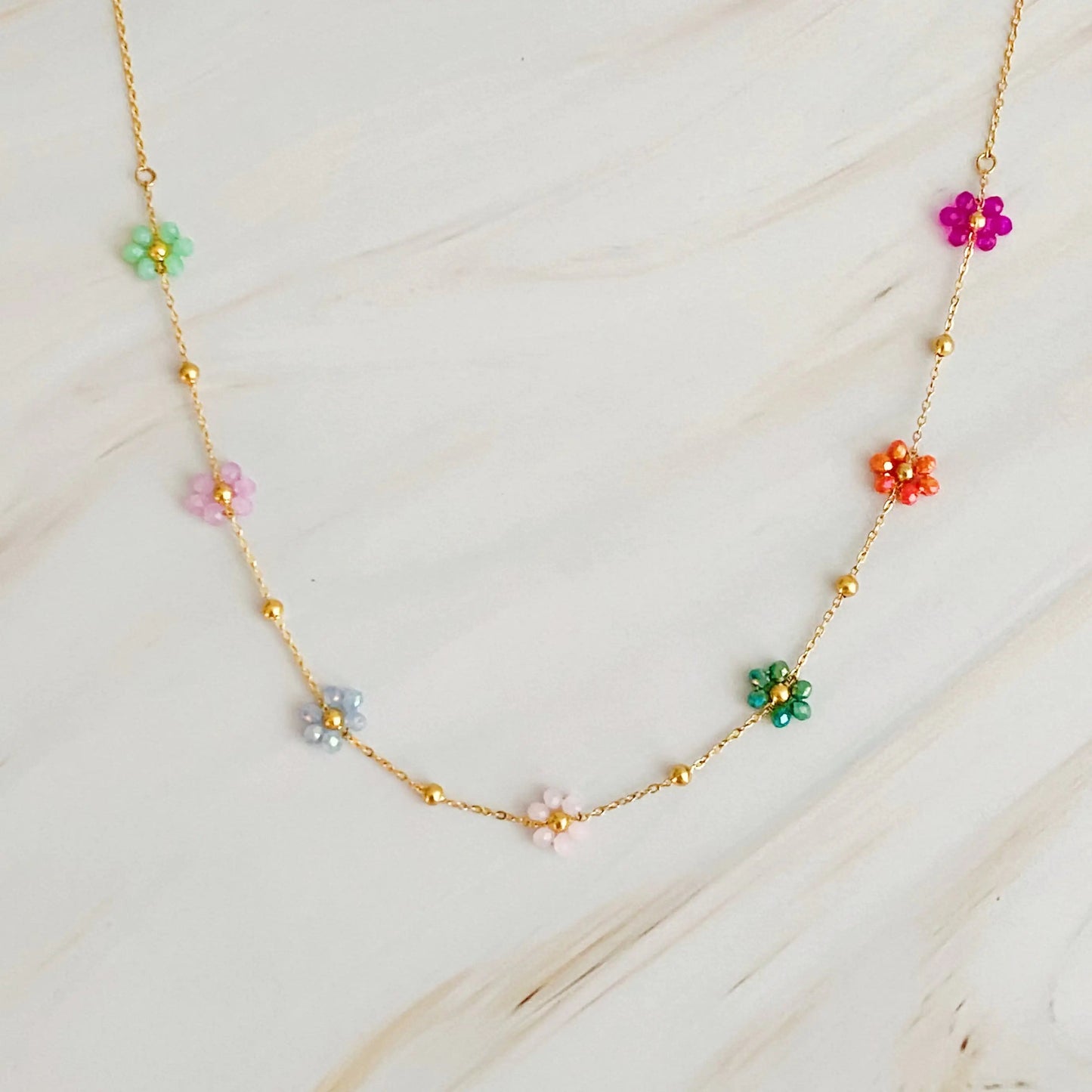 Flower Field Romance Beaded Necklace WEM Support (www.WEM.support)