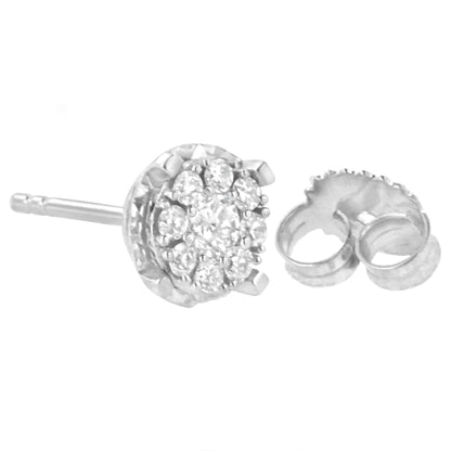 Boucles d'oreilles en argent sterling .925 avec 1/2 carat de diamants de synthèse composite (Couleur F-G, Clarté VS2-SI1) WEM Support (www.WEM.support)