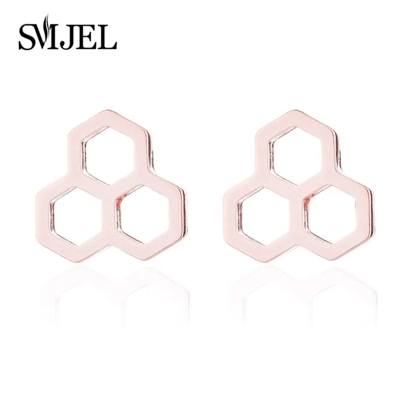 Triple Honeycomb Stud Earrings WEM Support (www.WEM.support)