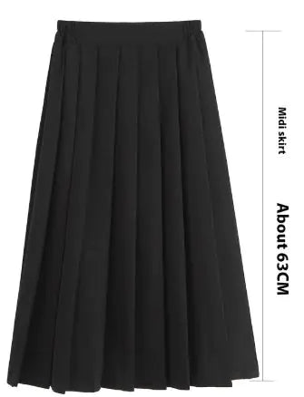 Black Mid-length Pleated Skirt HejK.com