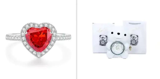 Rose Teddy Bear with Ring and Necklace WEM Support (www.WEM.support)