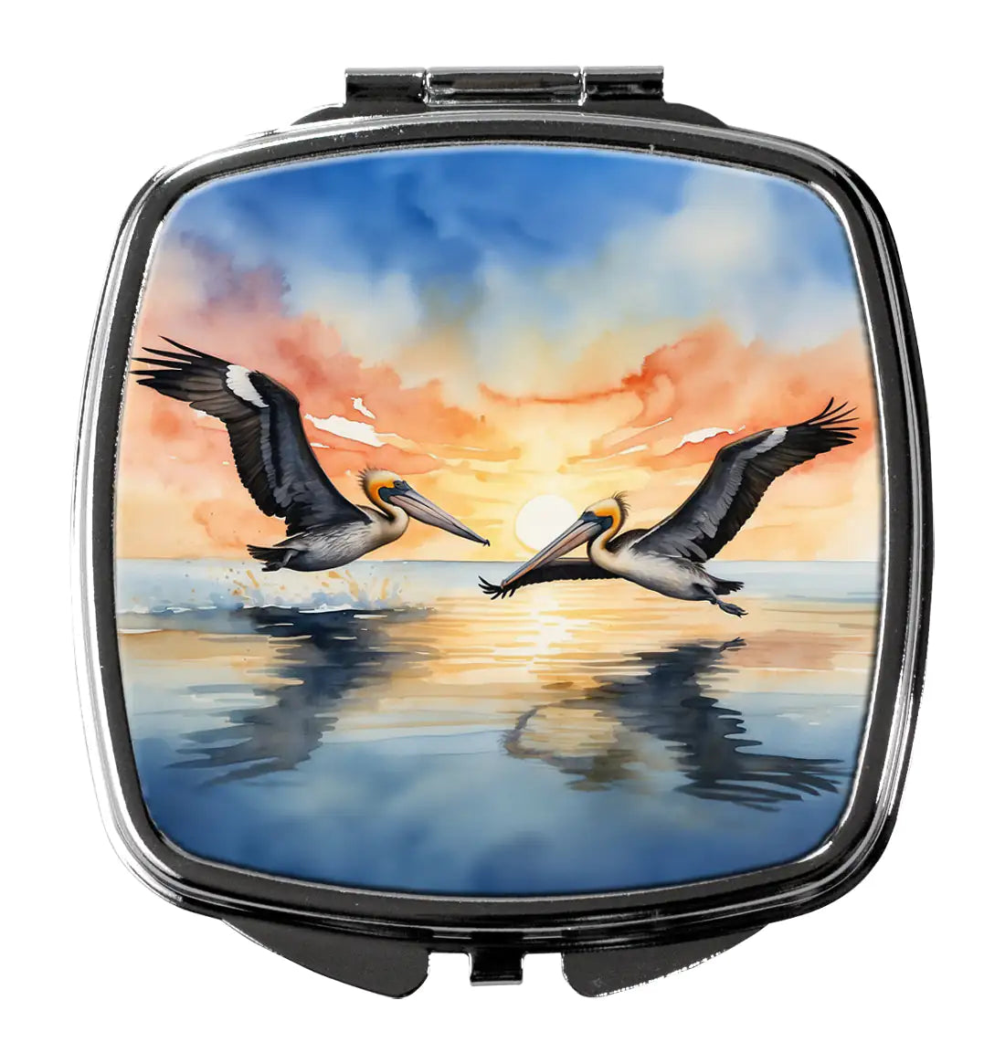 Pelicans Flying Compact Mirror WEM Support (www.WEM.support)
