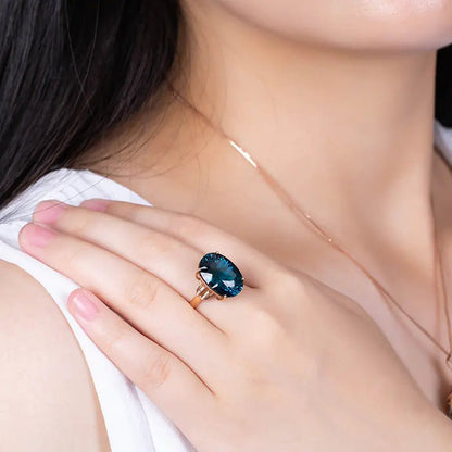 Imitation Sapphire Peacock Color Treasure Ring for Women - Catch Cards