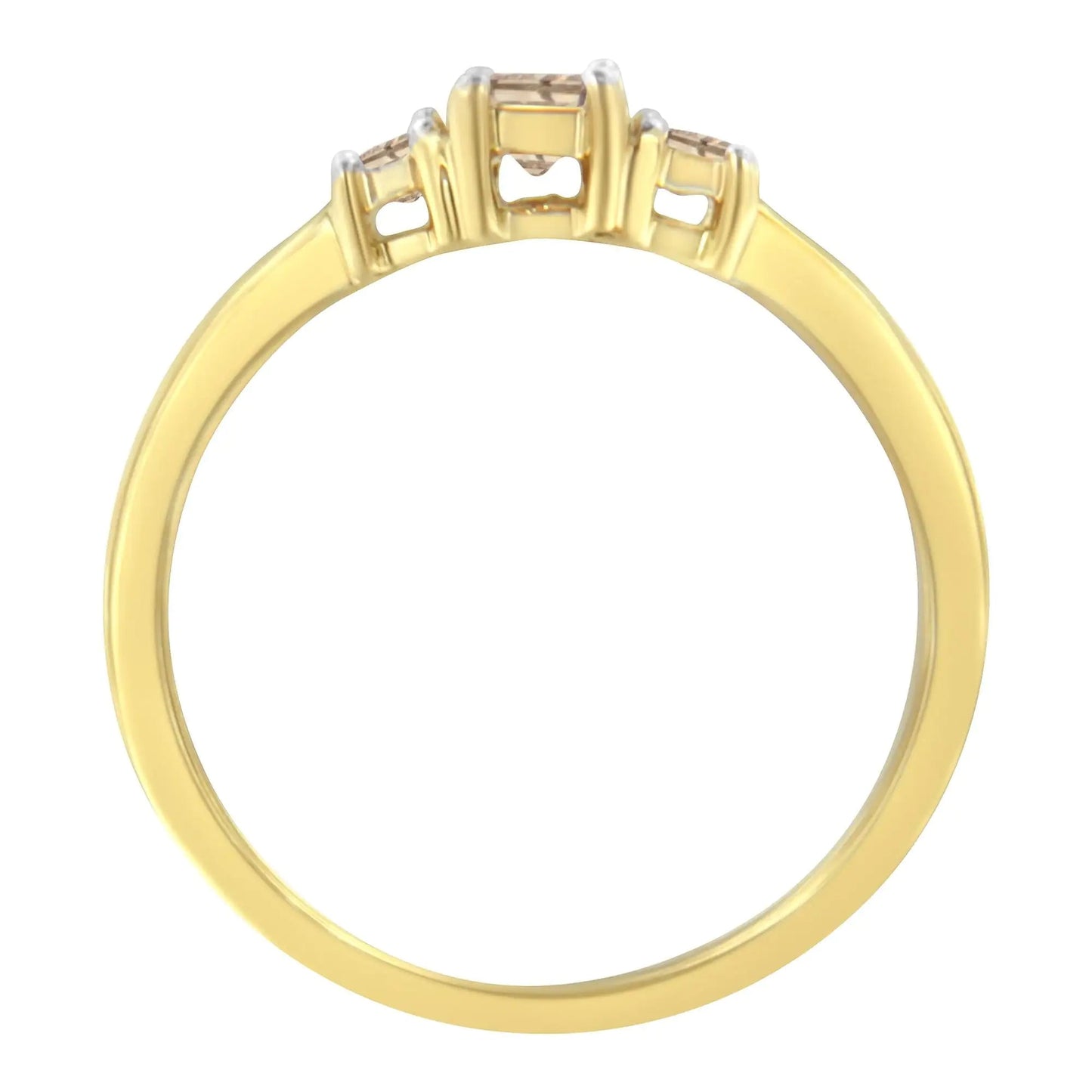 Bague Bande à 3 Pierres en Or Jaune 10K avec Diamants Princesse 1/4 carat (couleur L-M, clarté I1-I2) WEM Support (www.WEM.support)