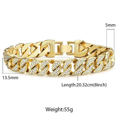 Miami Curb Cuban Chain Bracelet For Men Gold WEM Support (www.WEM.support)