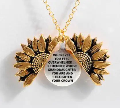 Sunflower Double-layer Lettering Necklace WEM Support (www.WEM.support)