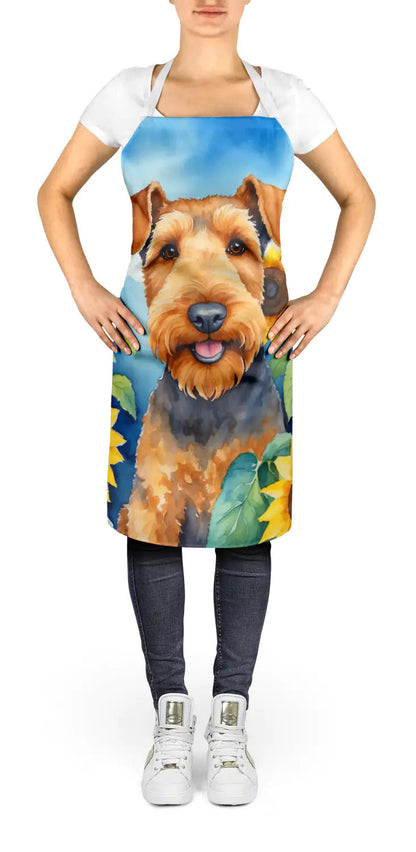 Airedale Terrier in Sunflowers Apron WEM Support (www.WEM.support)
