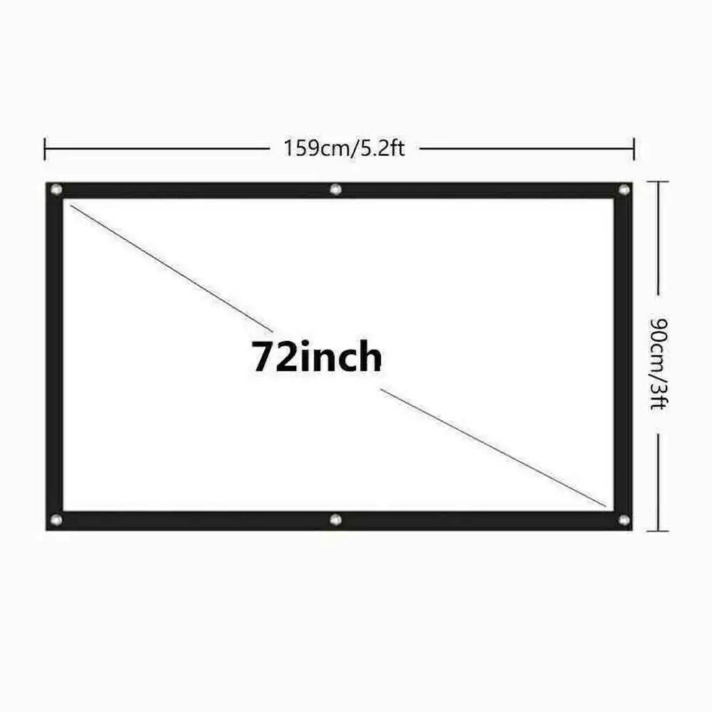 Portable Foldable Projector Screen 16:9 HD Outdoor Home Cinema Theater 3D Movie WEM Support (www.WEM.support)