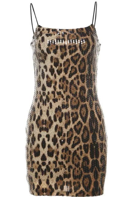 Leopard Print Sexy Sequins Women Dress HejK.com
