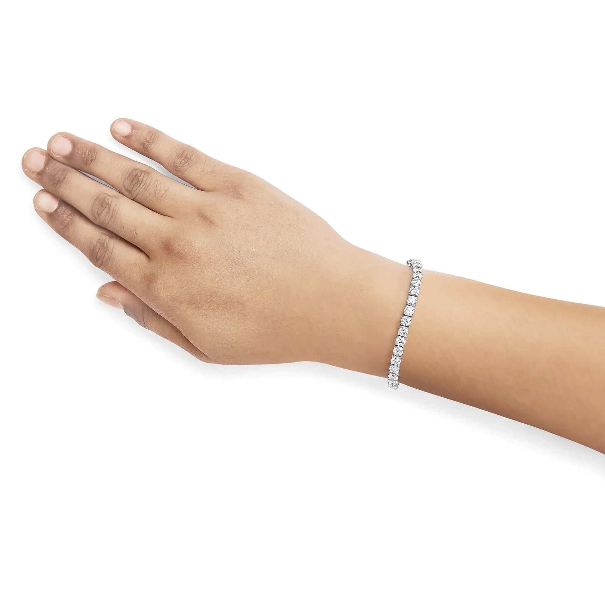 10K White Gold 10.00 Cttw Prong Set Lab Grown Round Diamond Classic Tennis Bracelet (F-G Color, VS2-SI1 Clarity) - 7.25" WEM Support (www.WEM.support)