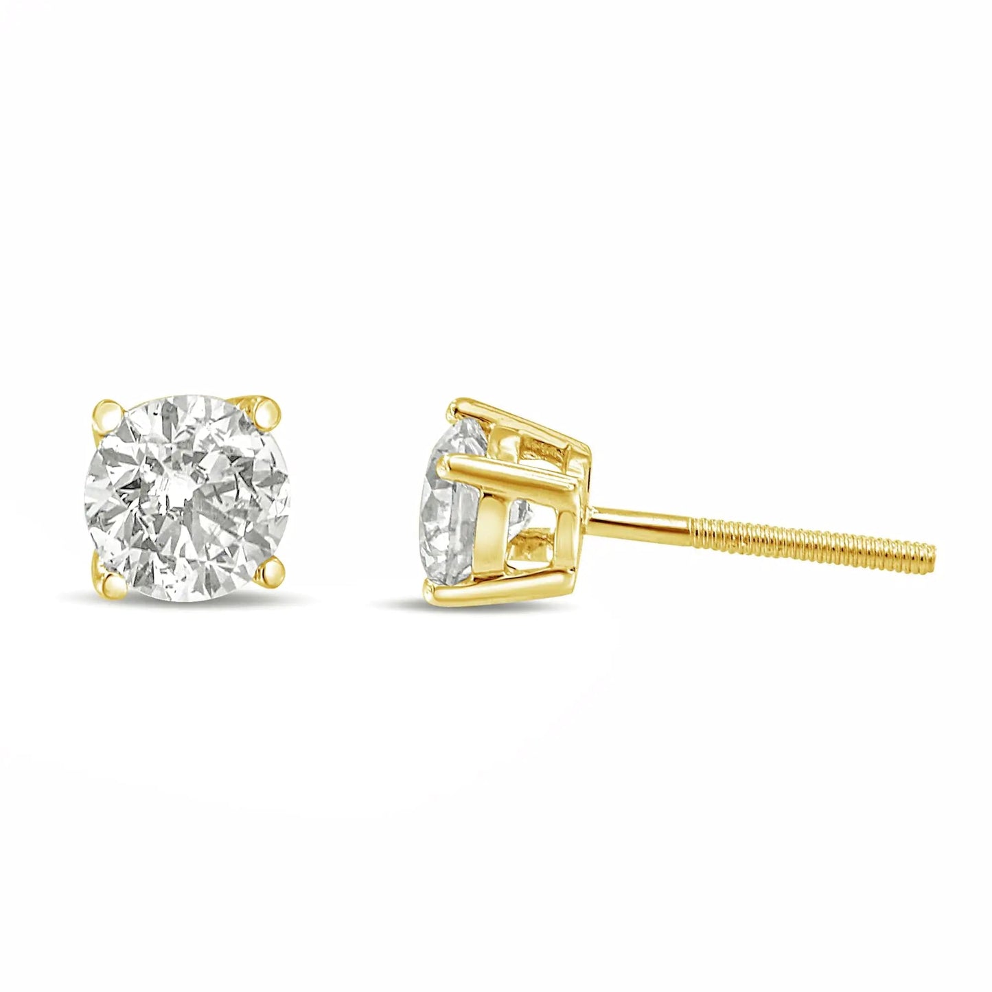 14K Gold 1.0 Carat Round Brilliant Cut Lab Grown White Diamond 4-Prong Classic Solitaire Stud Earrings WEM Support (www.WEM.support)